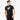 Modèle homme portant un T-shirt noir ANTA avec un print graphique en noir et blanc style collage, coupe casual fit, parfait pour un look streetwear moderne – shot sur fond blanc.