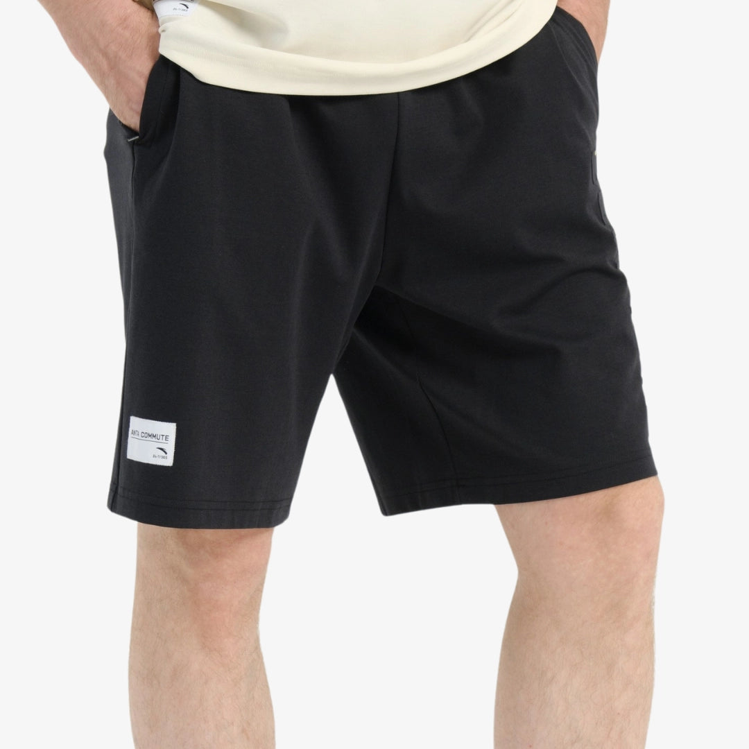 Men's black Anta Playa Paradise sports shorts with logo patch, casual athletic summer wear