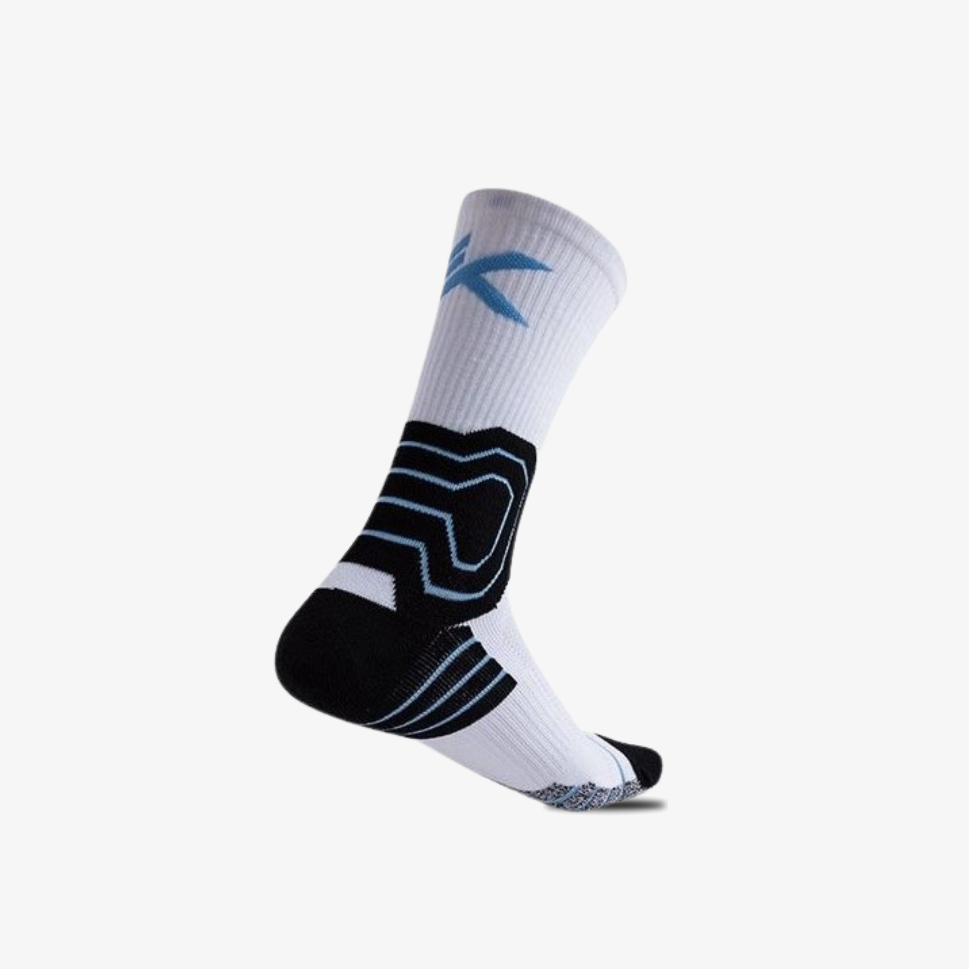 Chaussettes montantes Anta blanches avec détails noirs et bleus – Confort sport

