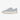 Side profile of a light grey low-top sneaker with cream rubber sole and tonal laces, featuring a minimalist retro design ideal for men’s casual or streetwear outfits, on a white background.
