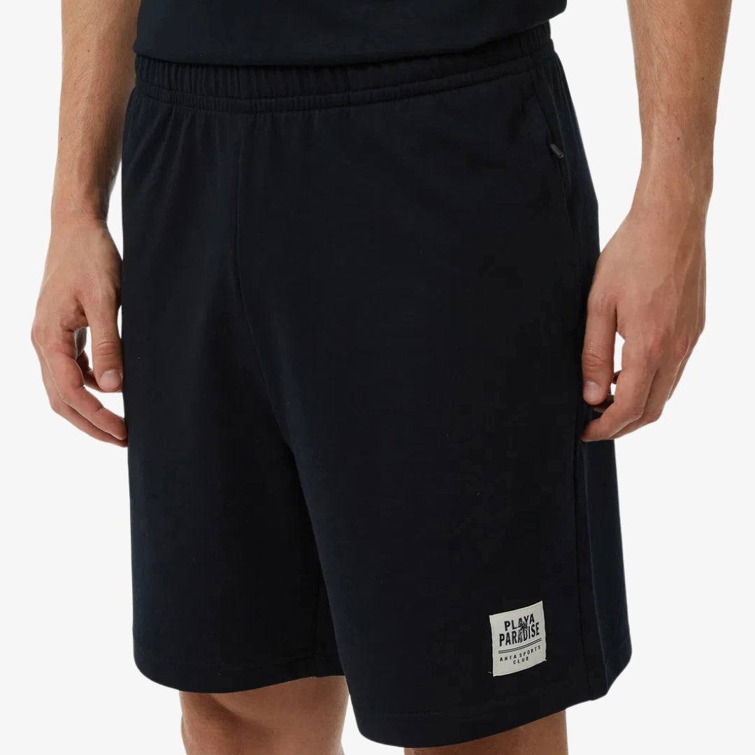 Short noir pour homme Playa Paradise avec logo imprimé sur la jambe gauche.