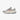 Sneakers grises et blanches avec détails beige et rose, semelle épaisse style sport mode, grey and white chunky sole sneakers with beige and pink accents, trendy athletic design

